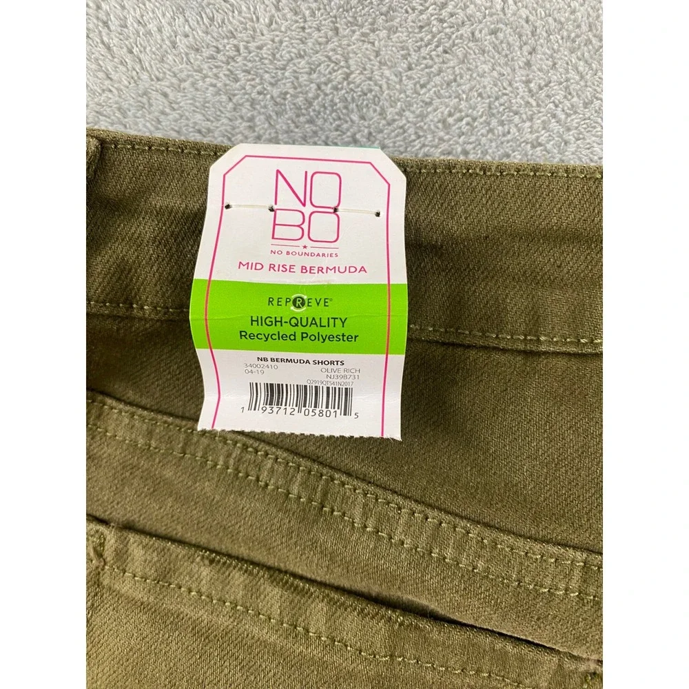 No Boundaries Womens Olive Green Distressed Mid Rise Button Fly Denim Shorts 15 - Picture 14 of 14